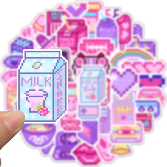 Retro Pixel Art Sticker Set 48 piece - Picture 2 of 6